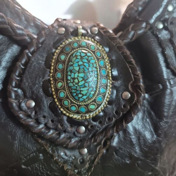 All Leather Brown Women's Tote Bag And NECKLACE SET IN EUC - Picture 5 of 12